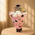 Blush Ovation white chrysanthemum and pink lily graduation bouquet