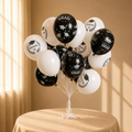 Grad Balloon Cluster black and white graduation balloon bunch