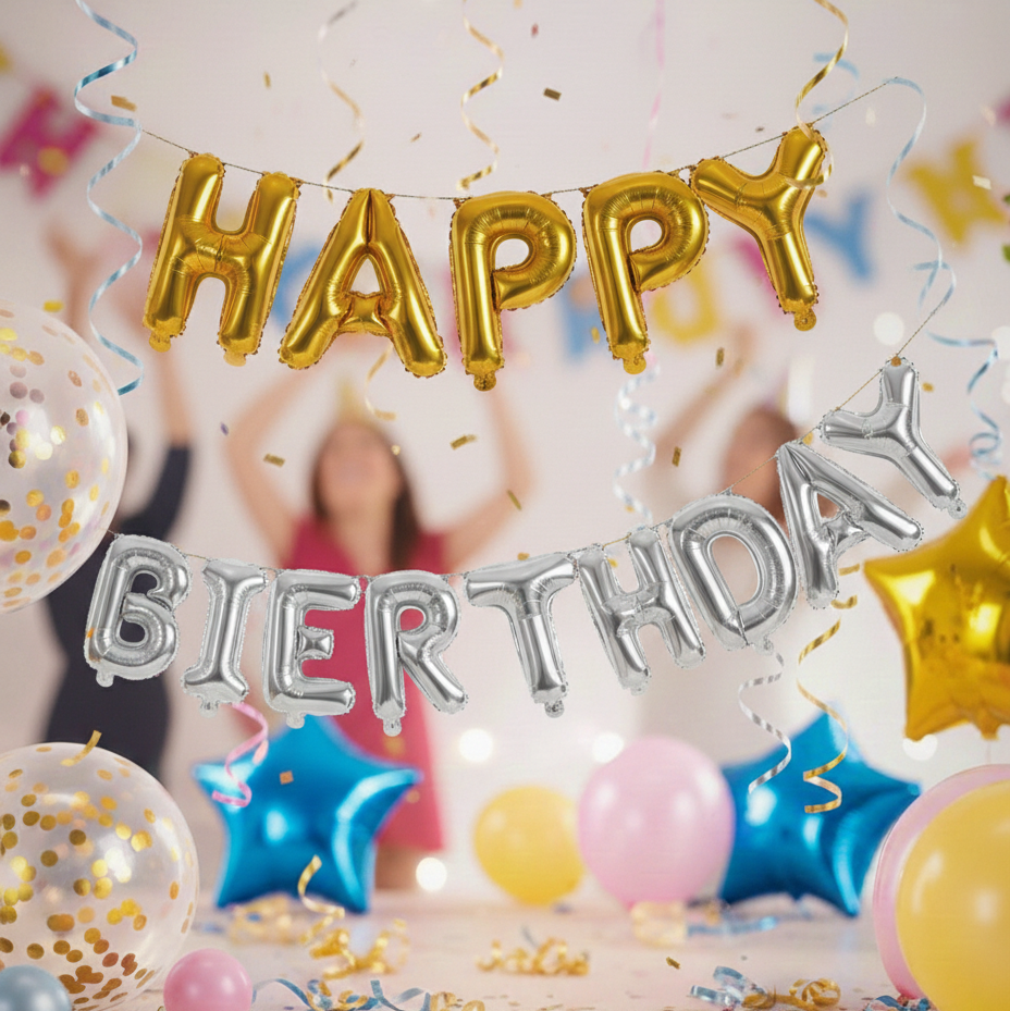 Happy Birthday Balloon Banner