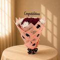 Ivory Ovation white chrysanthemum graduation bouquet with burgundy centre