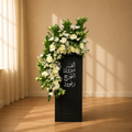 Onyx Honors Stand black pedestal graduation flower stand with Arabic calligraphy