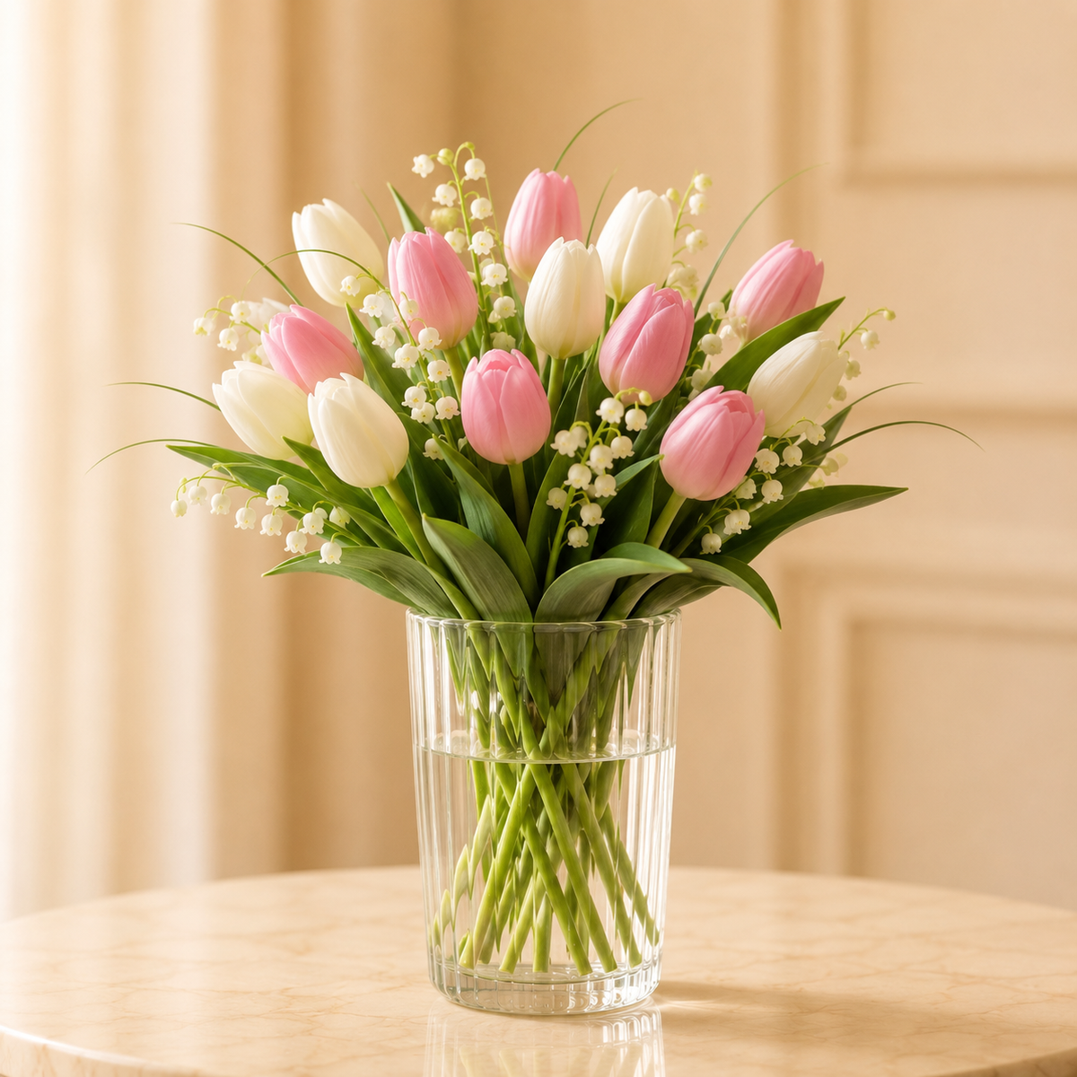 Tulip Serenade – tulip arrangement in a glass vase