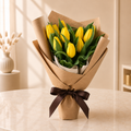 Golden Tulip Charm - Velvety Flowers hand bouquet of yellow tulips