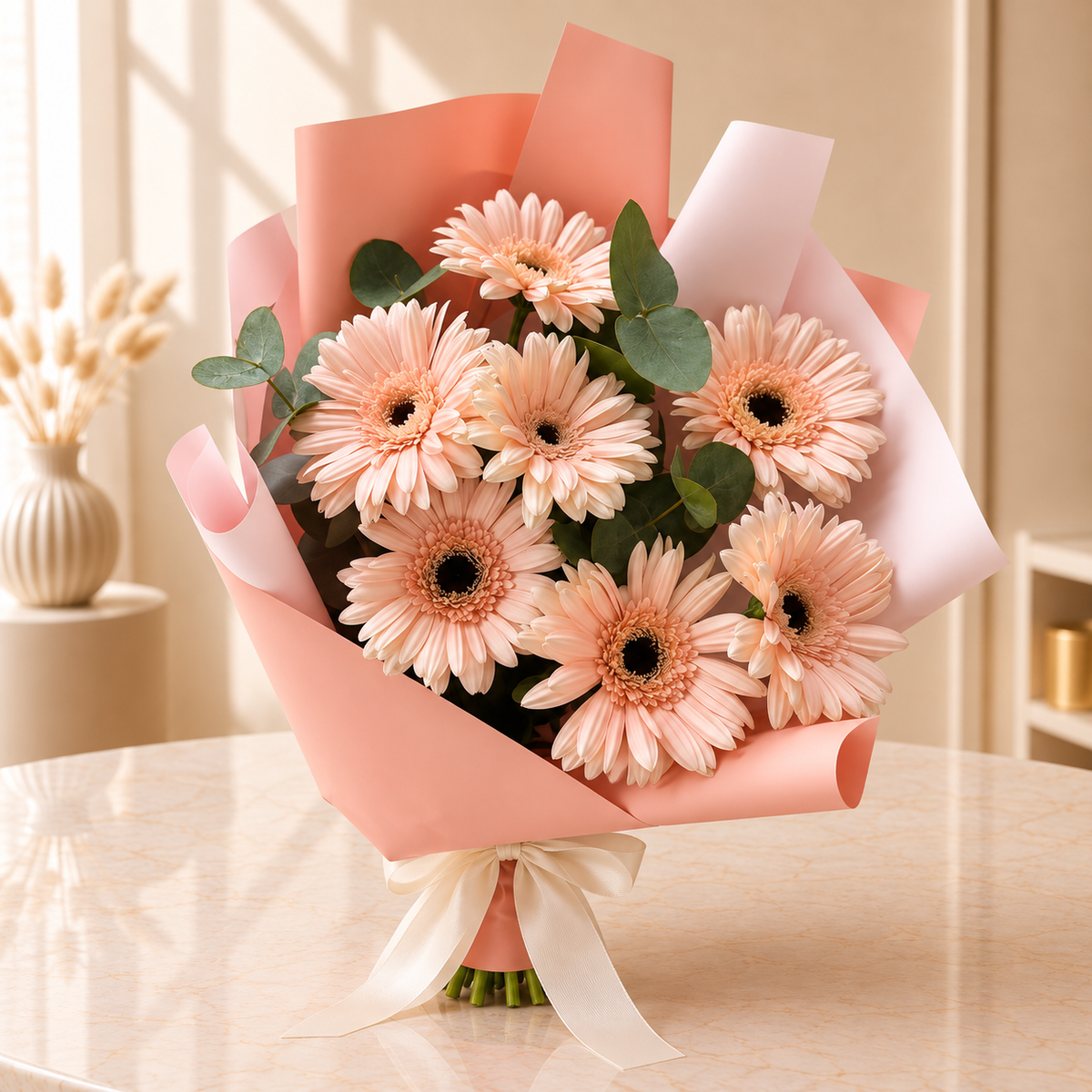 Peach Gerbera Grace - Velvety Flowers