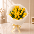 Sunny Tulip Bliss - yellow tulip hand bouquet